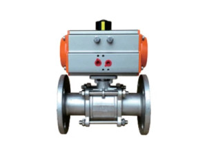 Pneumatic three-piece flange ball valve