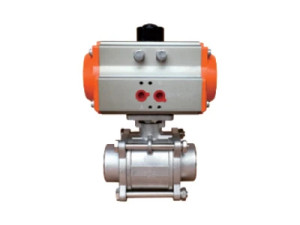 Pneumatic three-piece butt welding ball valve