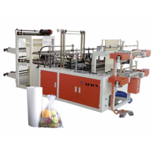 DOUBLE LAYER ROLLING FLAT AND T-SHIRT BAG MACHINE