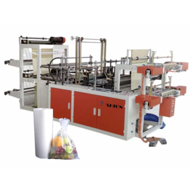 DOUBLE LAYER ROLLING FLAT AND T-SHIRT BAG MACHINE
