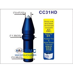 Trencher teeth CC31HD fitting to DITCH WITCH, BARRETO, BOBCAT, HOME DEPOT, VERMEER and CASE trencher