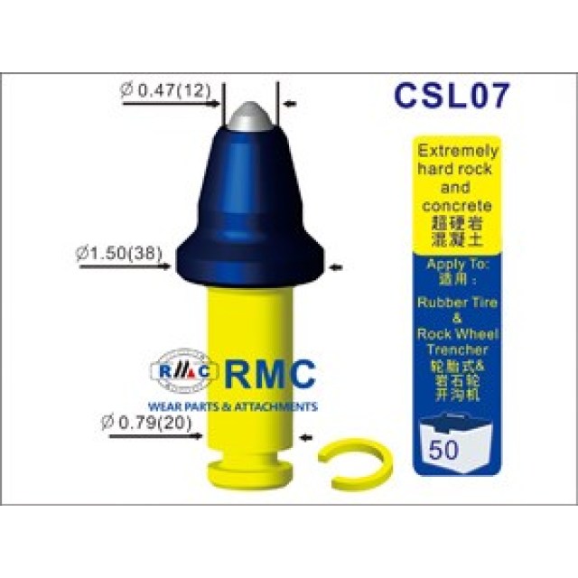 Trencher teeth CSL07 fitting to DITCH WITCH, BARRETO, BOBCAT, HOME DEPOT, VERMEER and CASE trencher