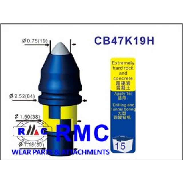 Auger teeth, bullet teeth CB47K19H for Rock Augers and core barrel, fitting to rotary drilling rig