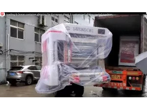 3 customized slitting rewind machine loading & Ocean container shipping for East European client